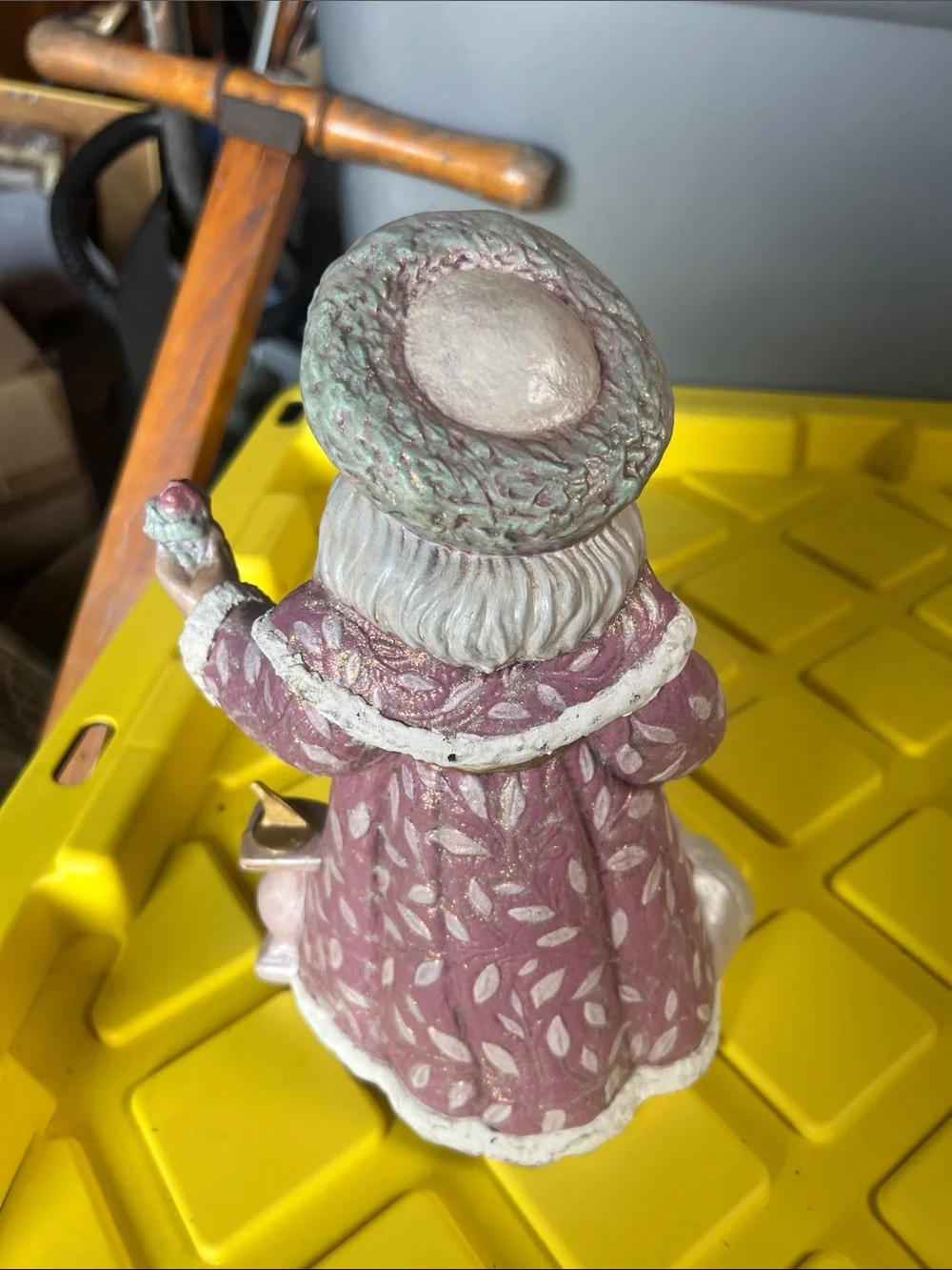 Vintage Victorian Santa Figurine in Dusty Rose and Cream